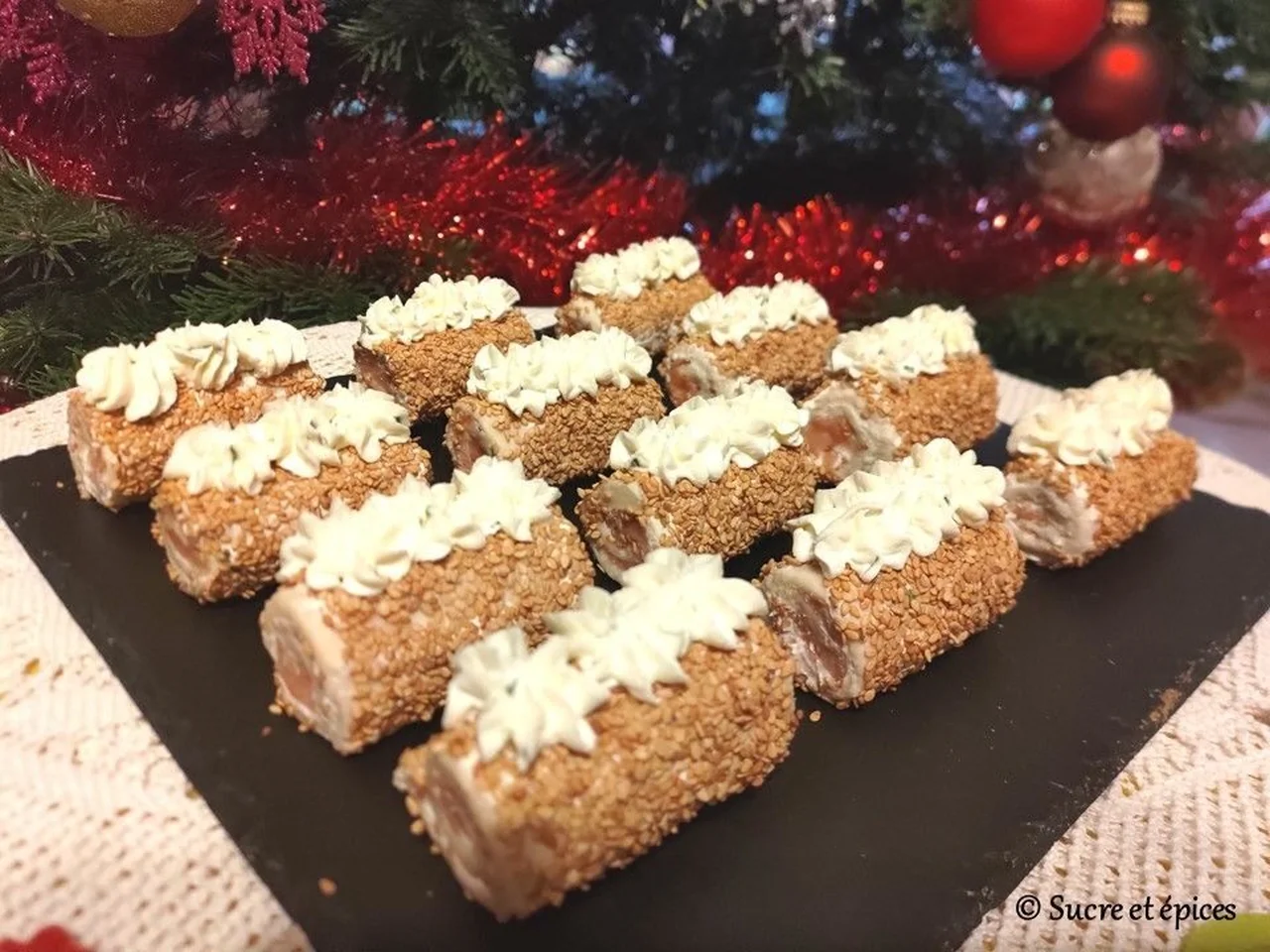 Mini bûches chèvre frais et saumon fumé