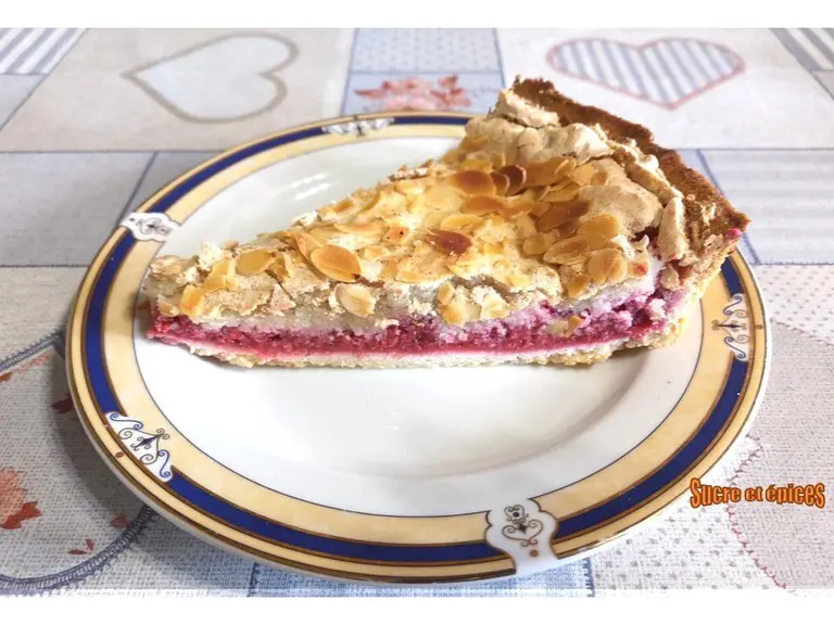 Tarte macaronée framboises amandes