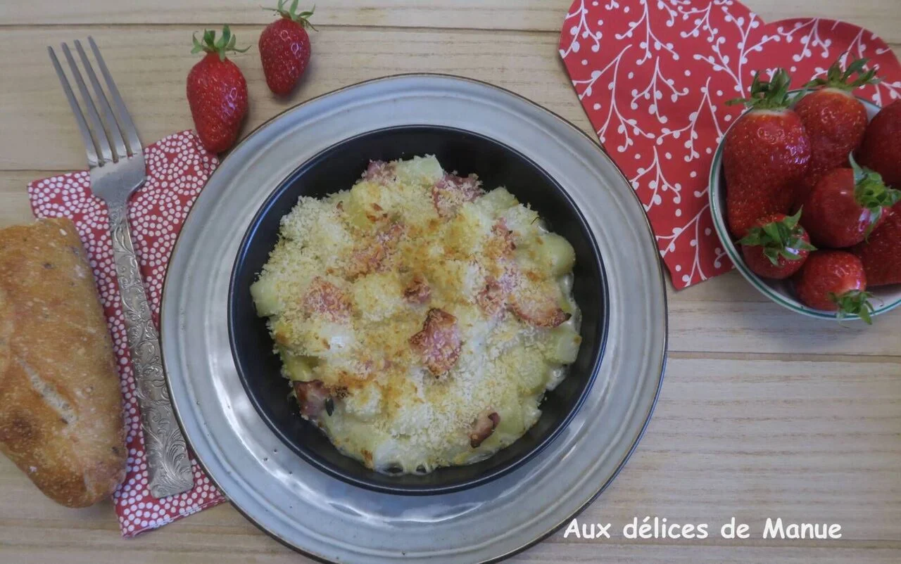 Cassolette de gratin d'asperges au bacon