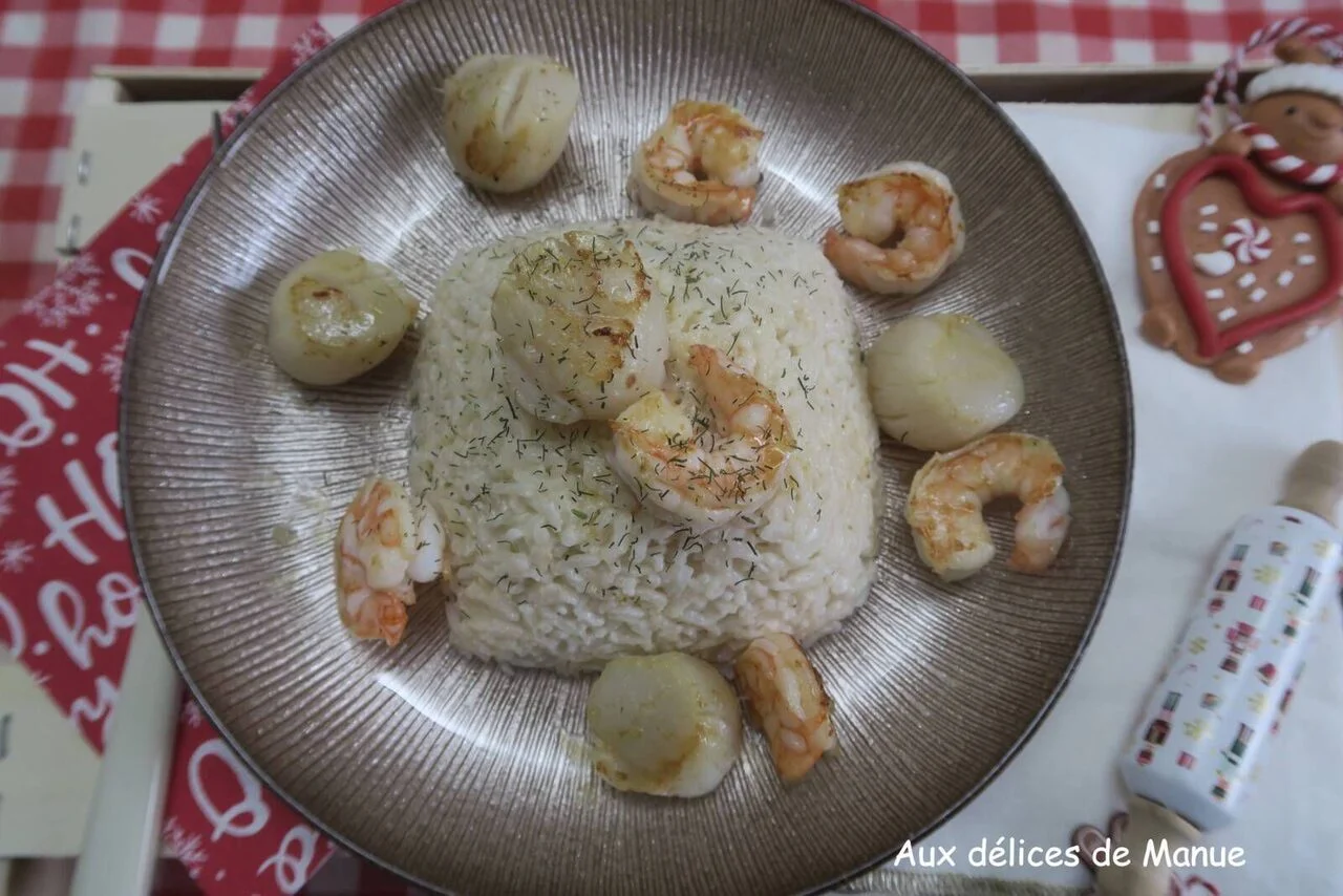 Risotto noix de Saint-Jacques et crevettes