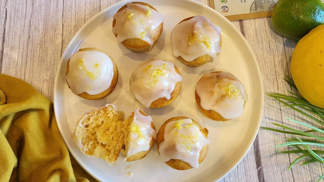 Muffins moelleux noix de pèbè et citron