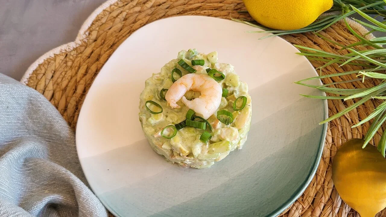 Tartare de crevettes et concombre