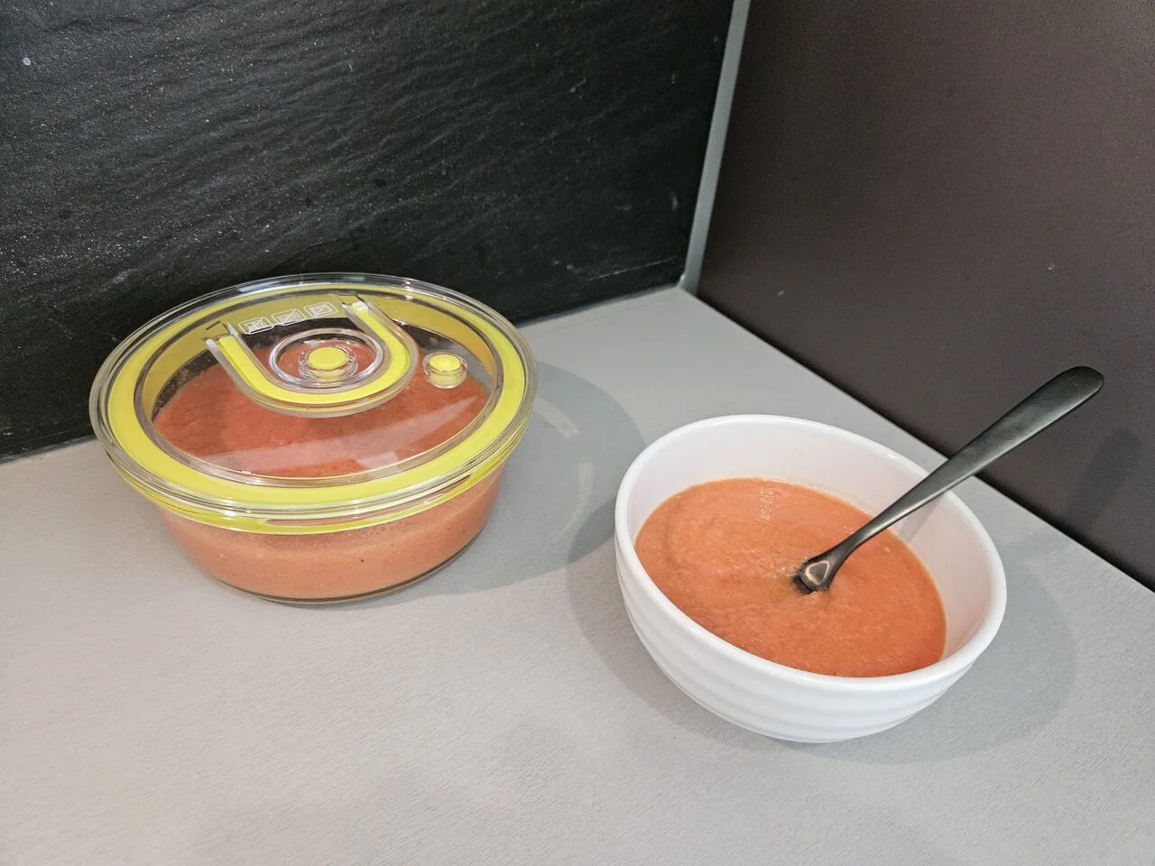 Gaspacho tomate, concombre et poivron