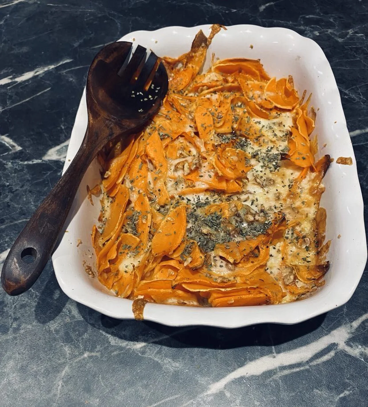 Gratin de butternut à la scamorza fumée