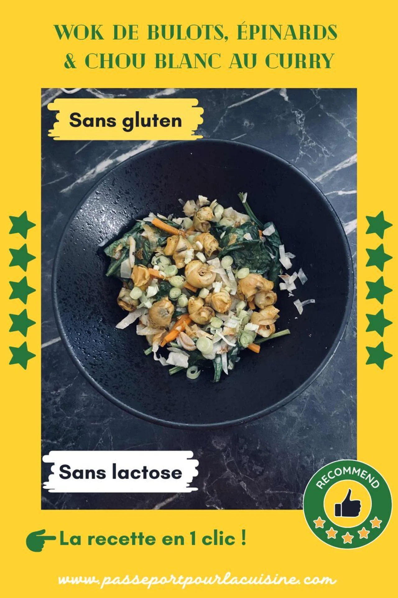 Wok de bulots, épinards et chou blanc au curry