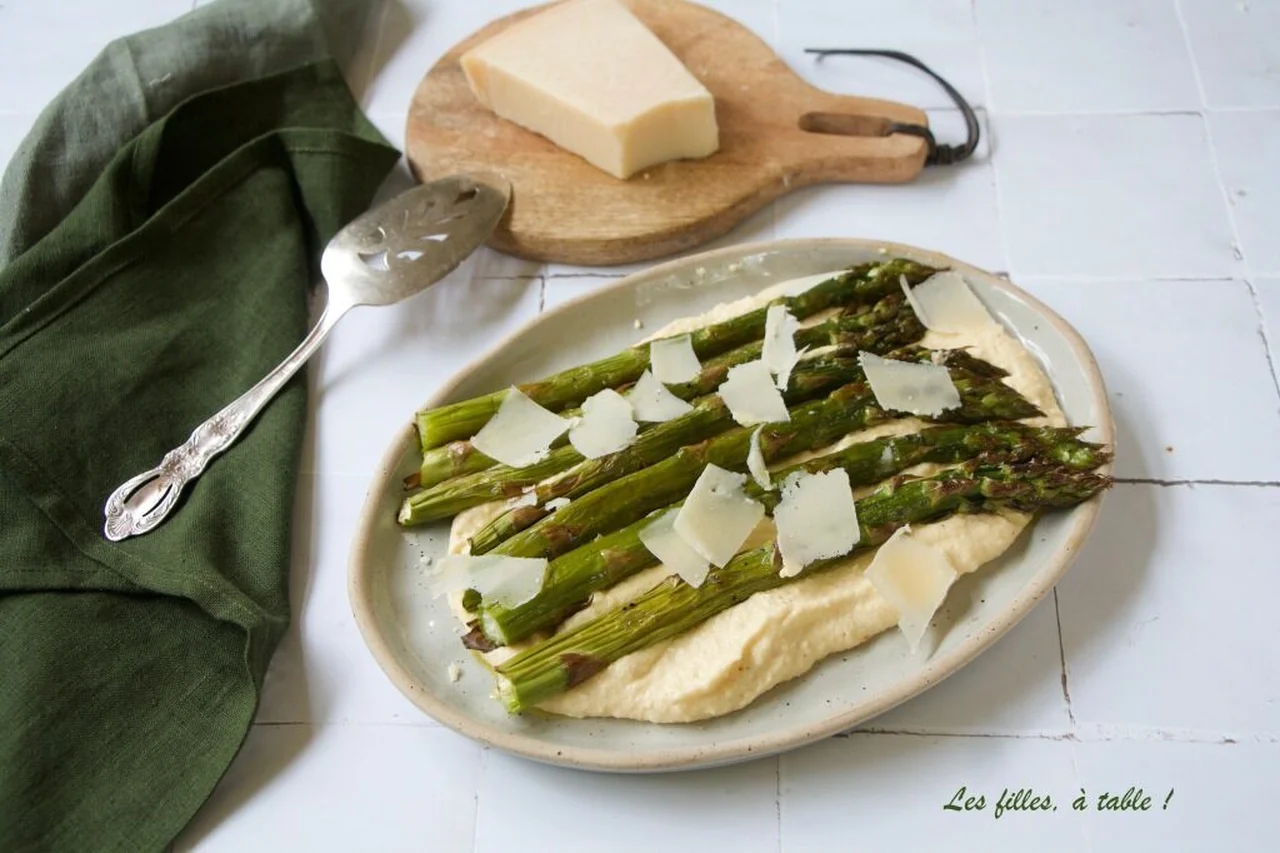 Asperges rôties, crème de parmesan