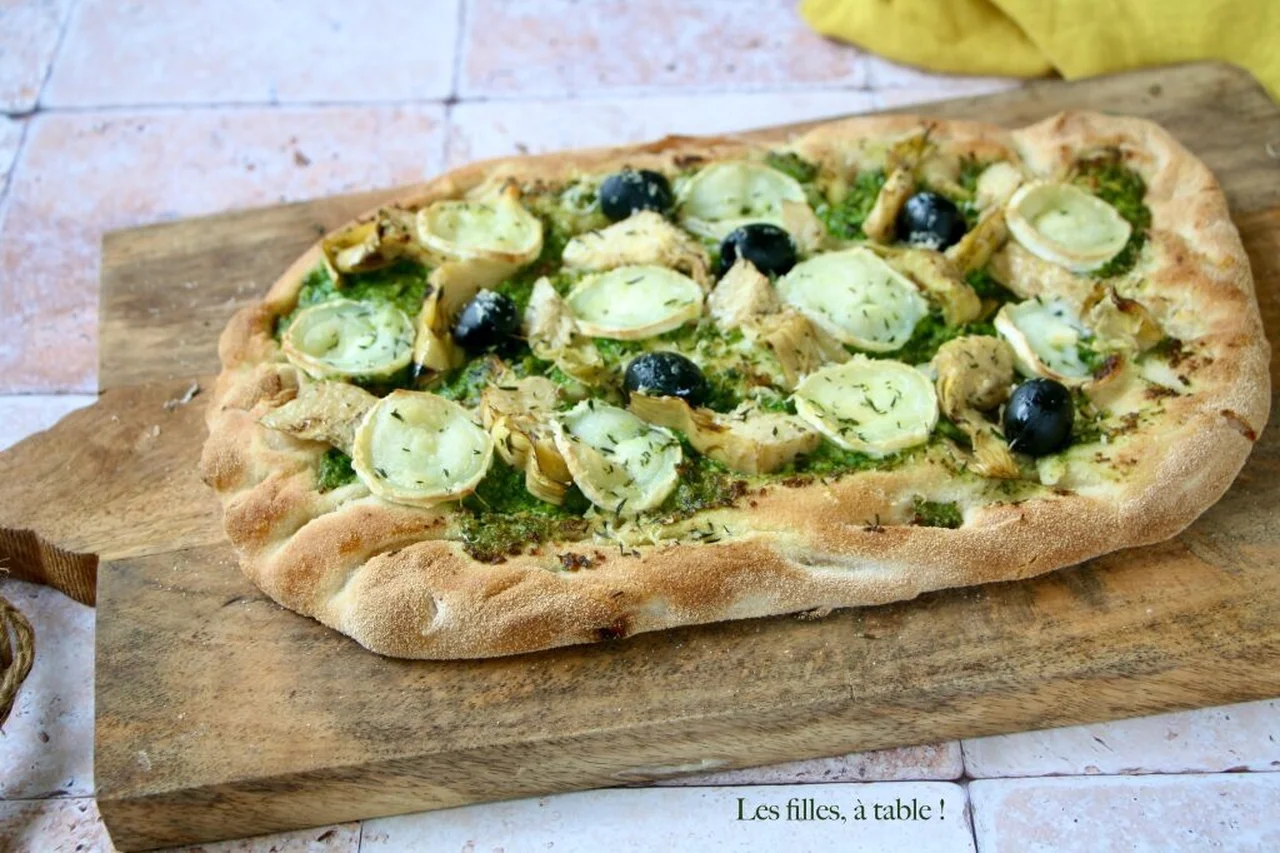 Pinsa romana au pesto de cima di rapa