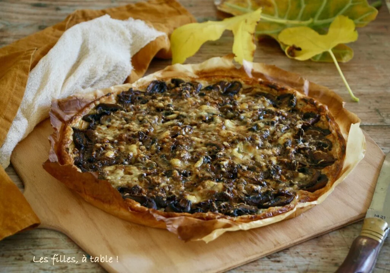 Tarte aux champignons, crème de truffe et beaufort