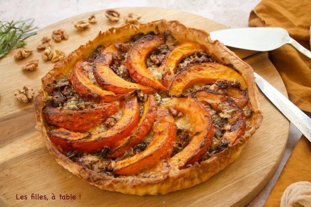 Tarte aux champignons et potimarron