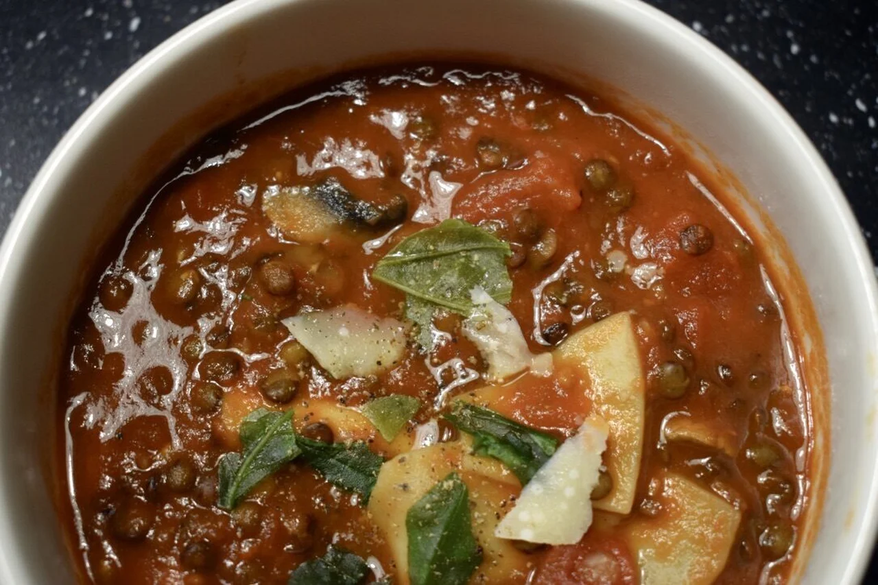 Soupe de lasagnes et lentilles
