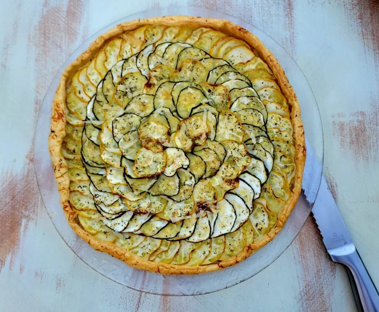 Tarte fine courgettes ricotta pesto