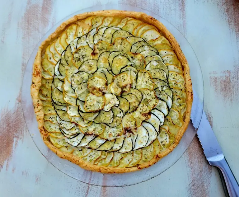 Tarte fine courgettes ricotta pesto