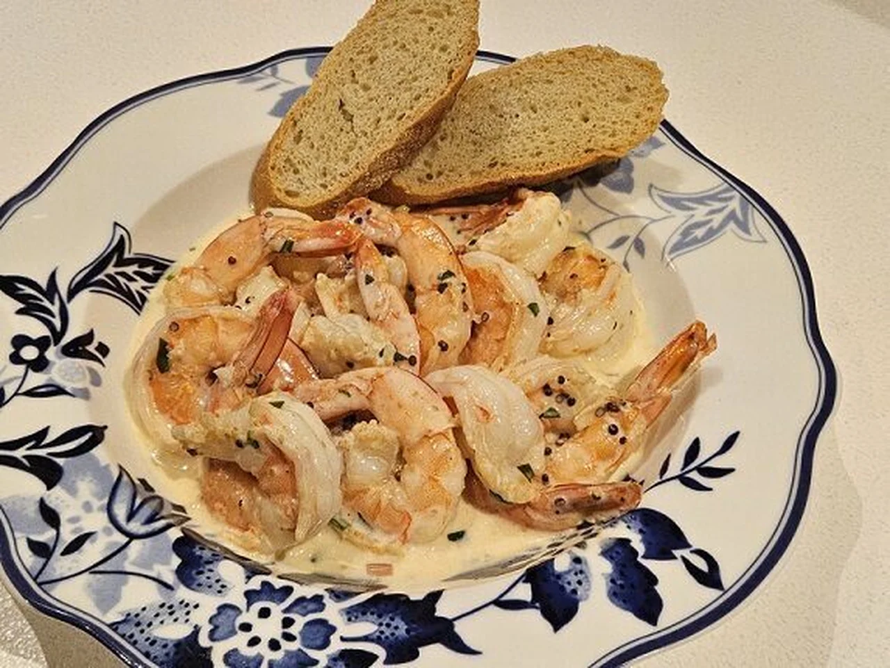 Crevettes sautées à la moutarde à l'ancienne