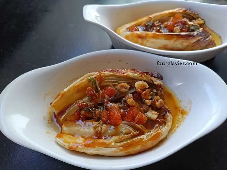 Endives au beurre d'agrumes et abricots secs