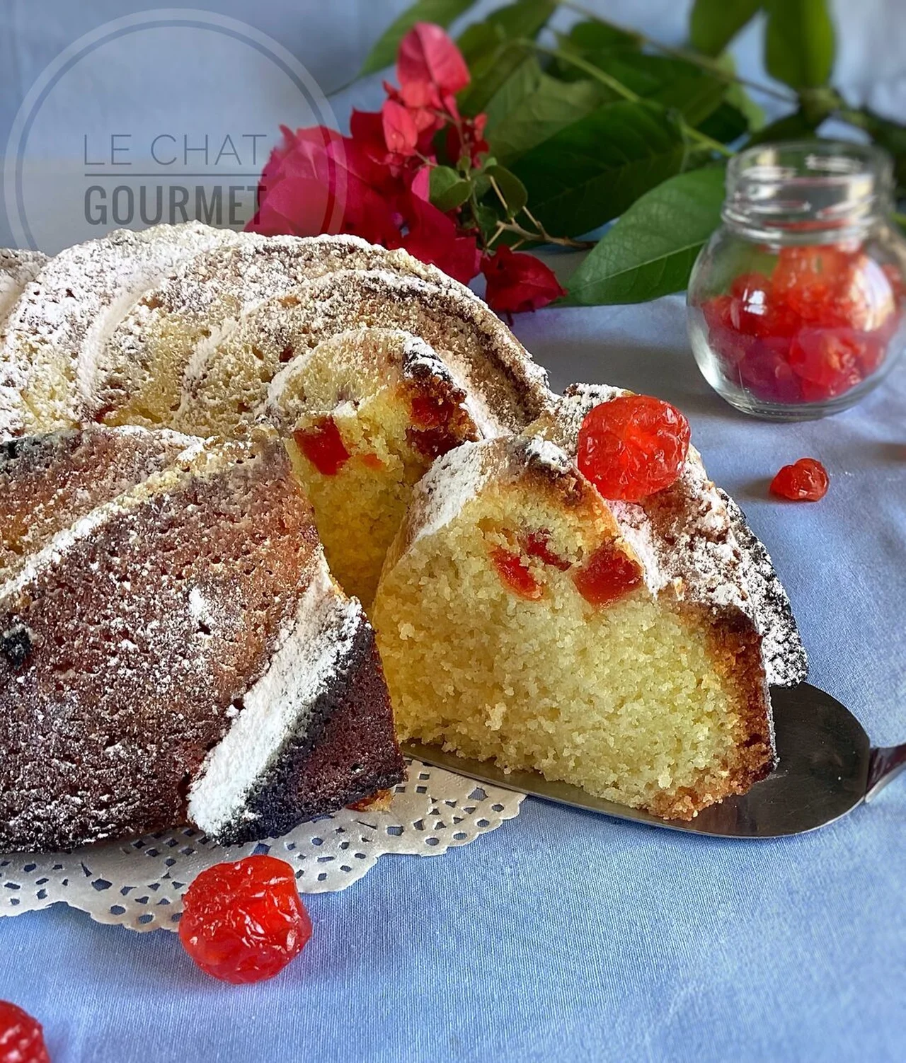 Gâteau au citron et aux cerises confites