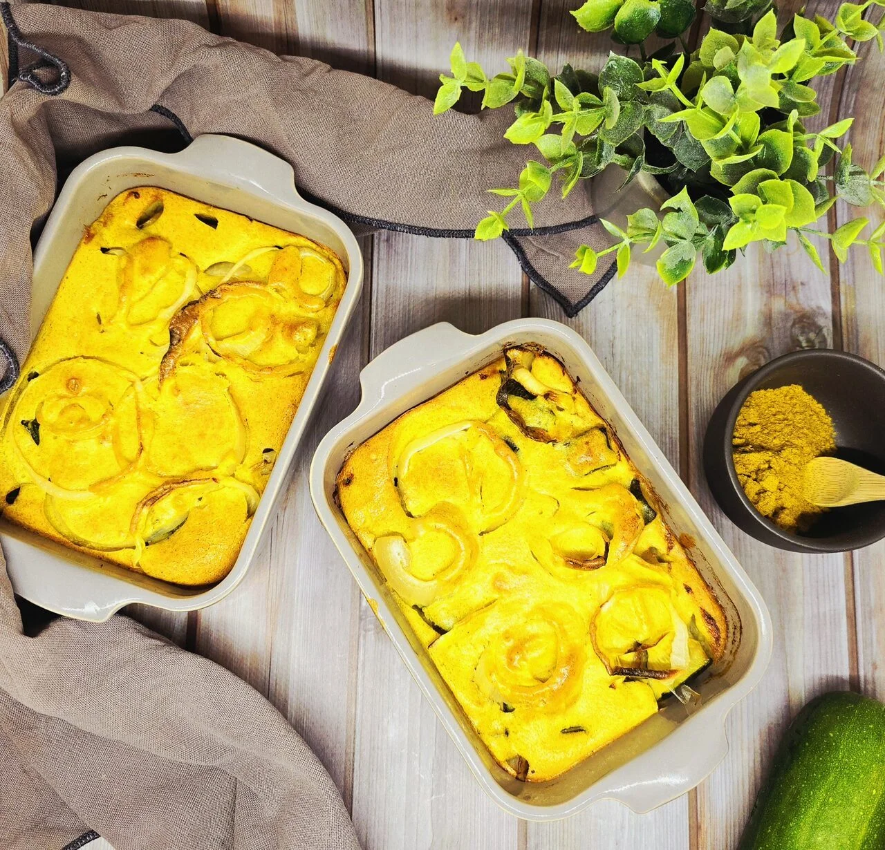 Clafoutis de courgettes et oignons au curry