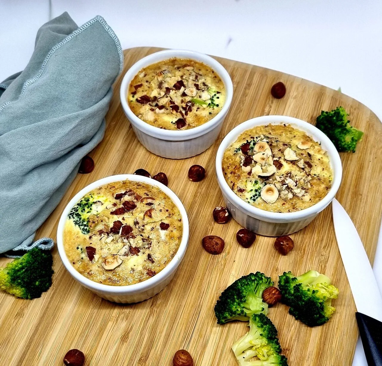 Flans de brocoli aux noisettes