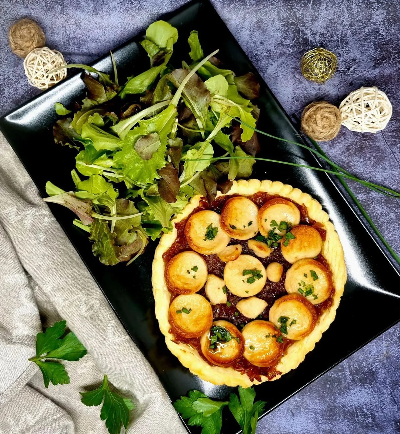 Tartelettes boudin blanc et confit d'oignon