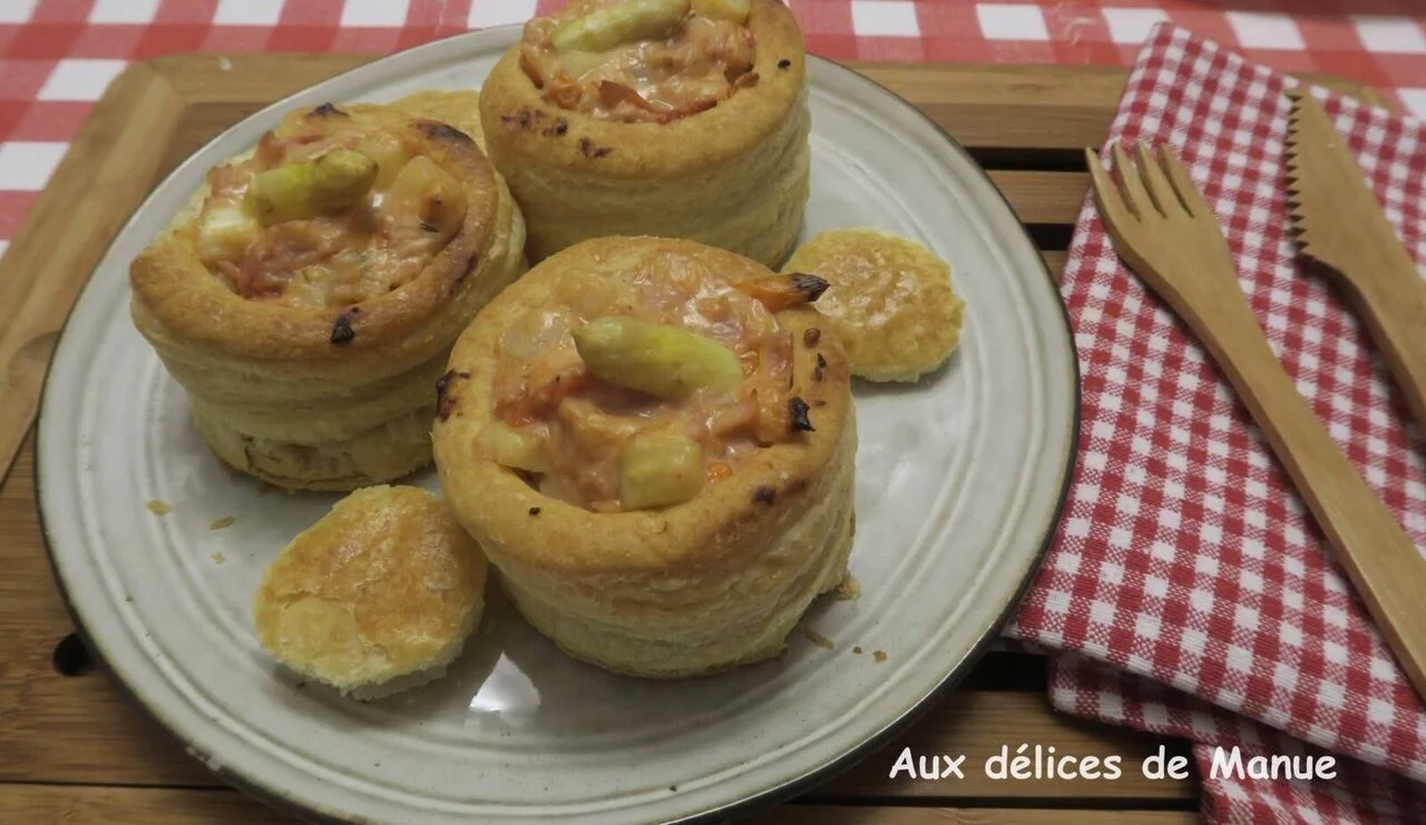 Bouchées aux asperges et tomates séchées à la crème