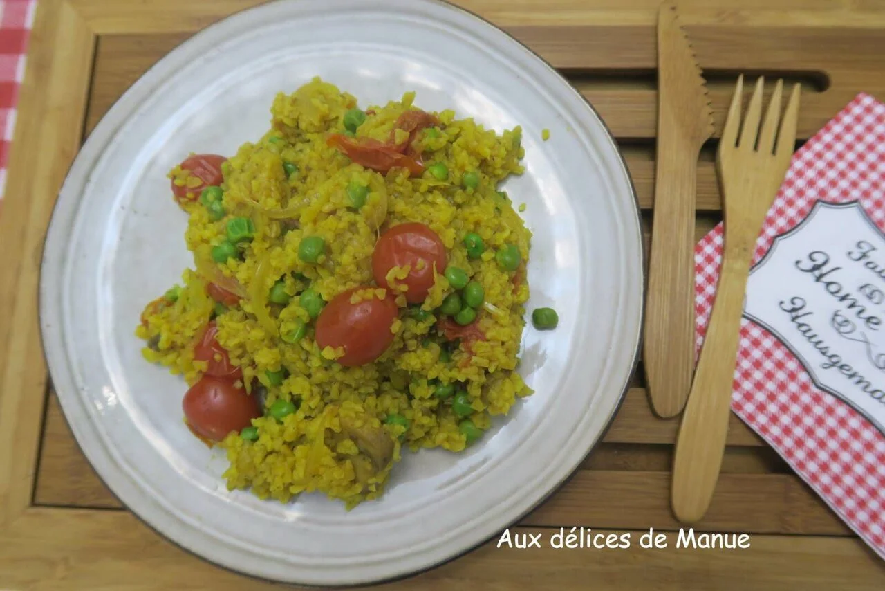 Boulgour champignons, petits pois et curcuma