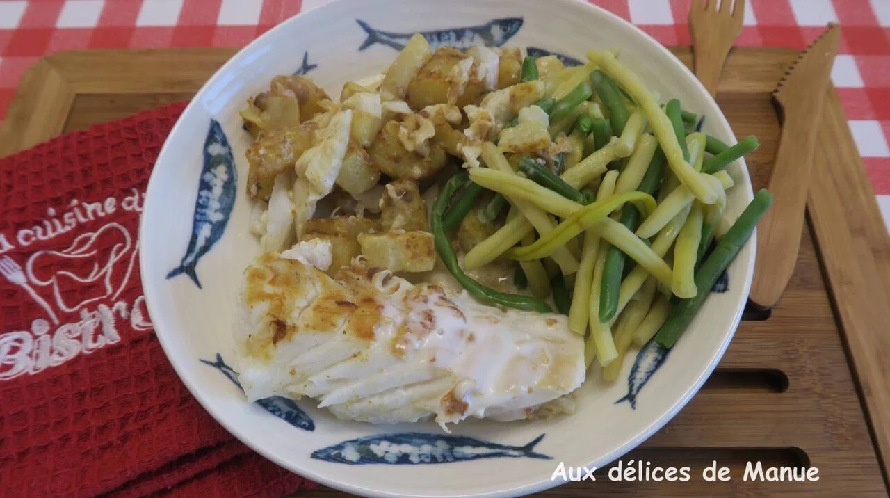 Cabillaud aux pommes de terre et haricots au curry