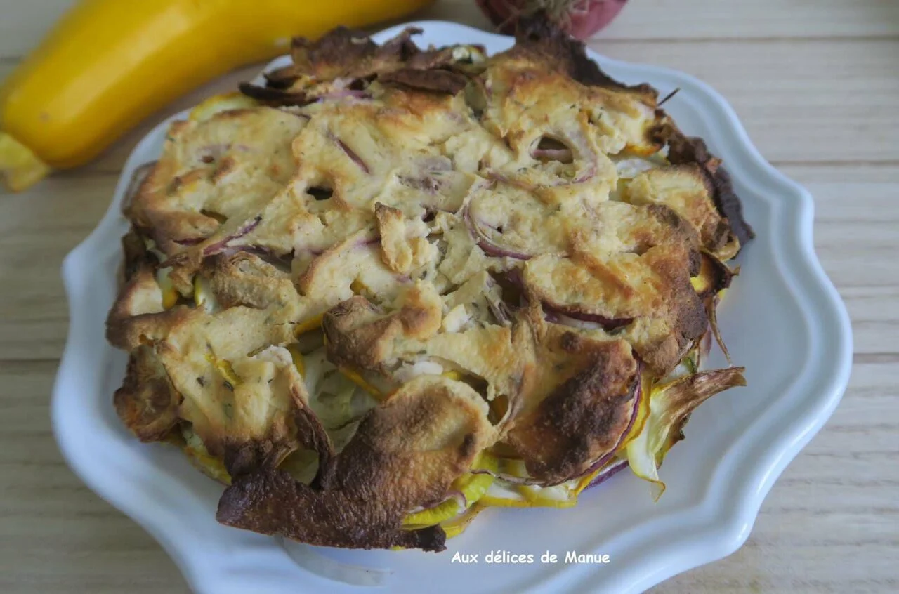 Gratin de courgettes jaunes à l'oignon et ricotta
