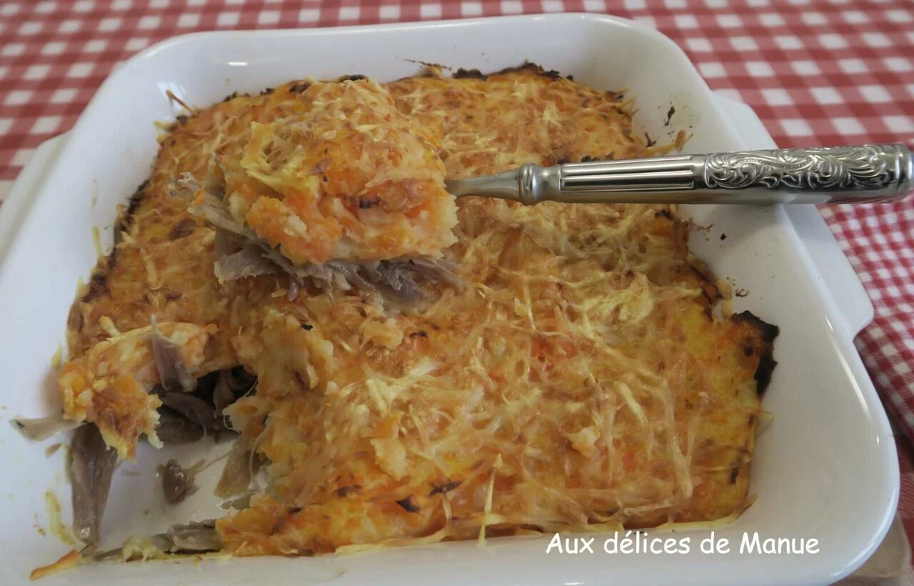 Hachis parmentier aux cuisses de poulet confites