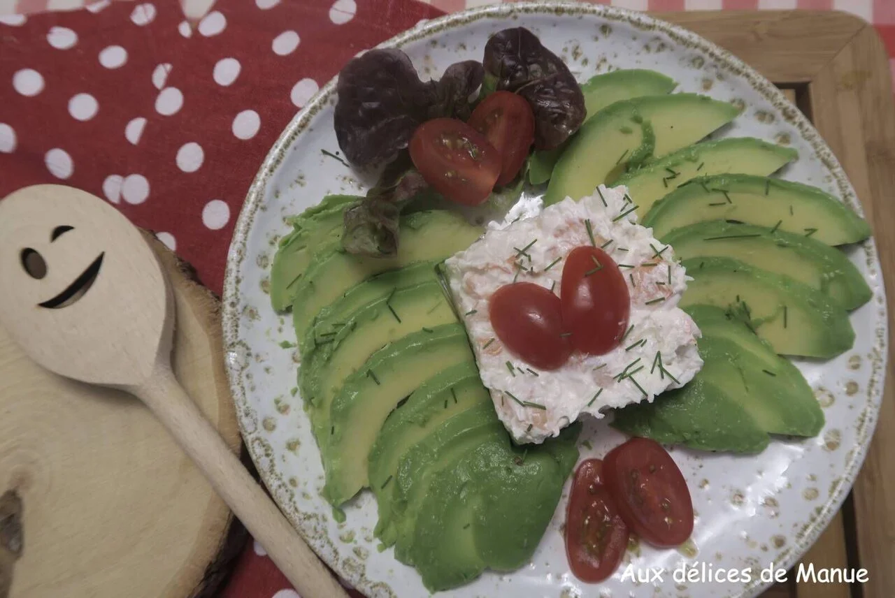 Lamelles d'avocat aux crevettes