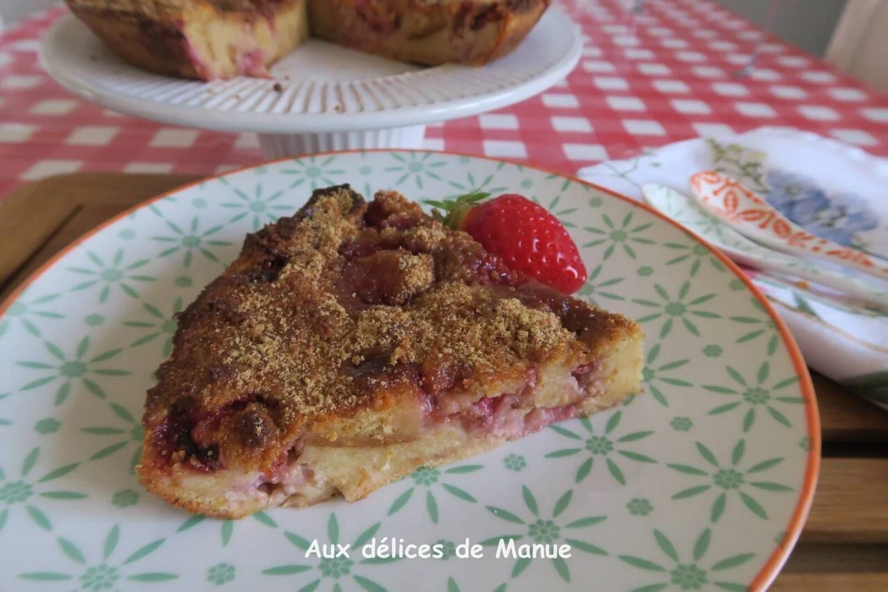 Tarte de gâche perdue aux fraises et amandes