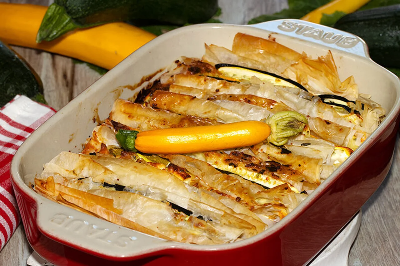 Feuilleté aux courgettes, feta et menthe