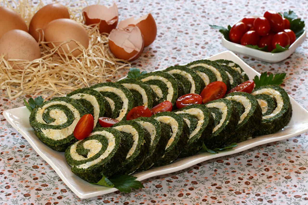 Roulé aux épinards aux oeufs durs