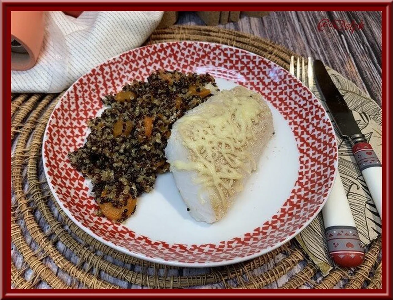 Cabillaud gratiné aux carottes et quinoa