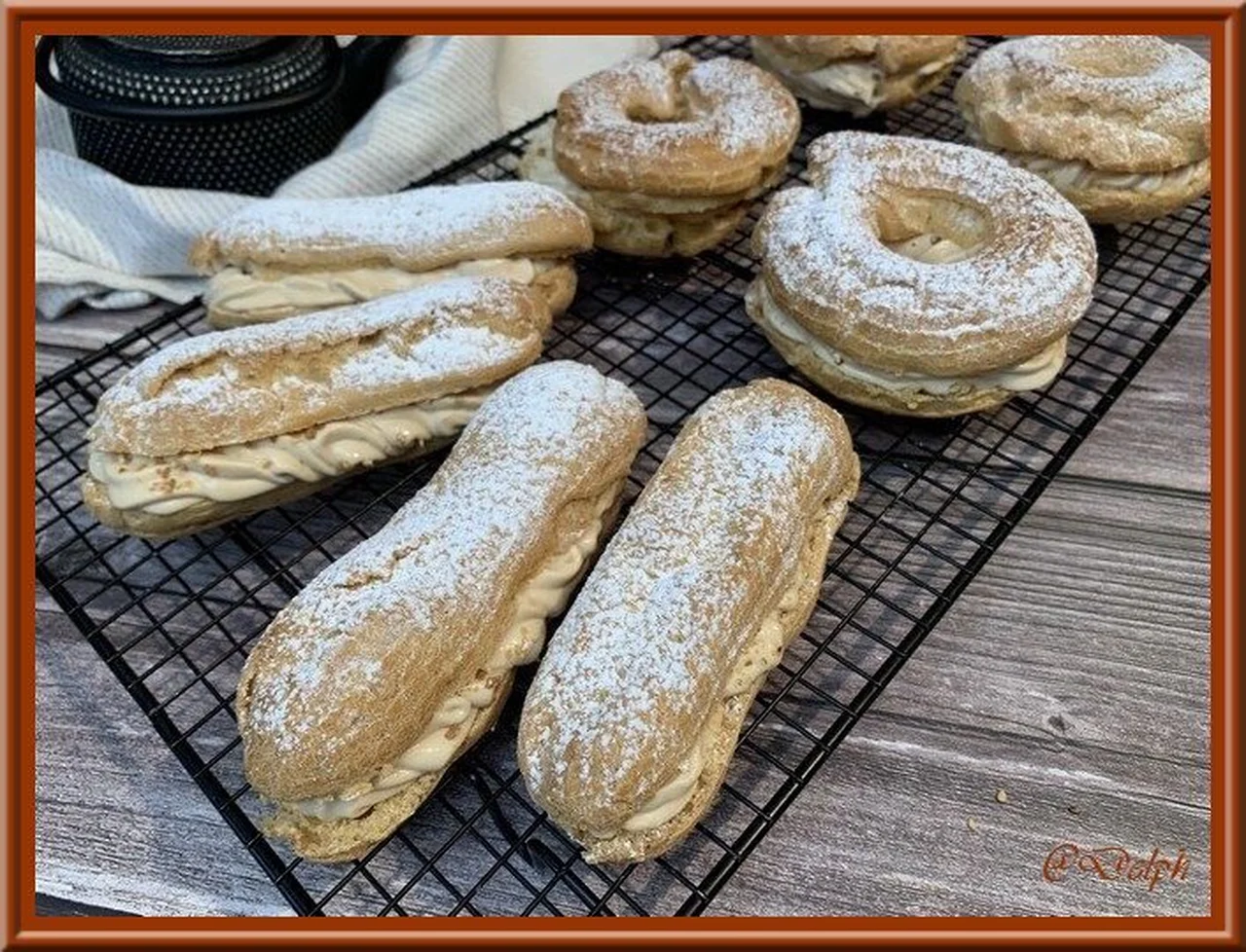 Eclairs et Paris-Brest à la chantilly pralinée