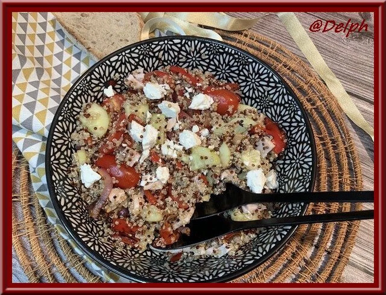 Salade de quinoa au poulet et poivron rouge