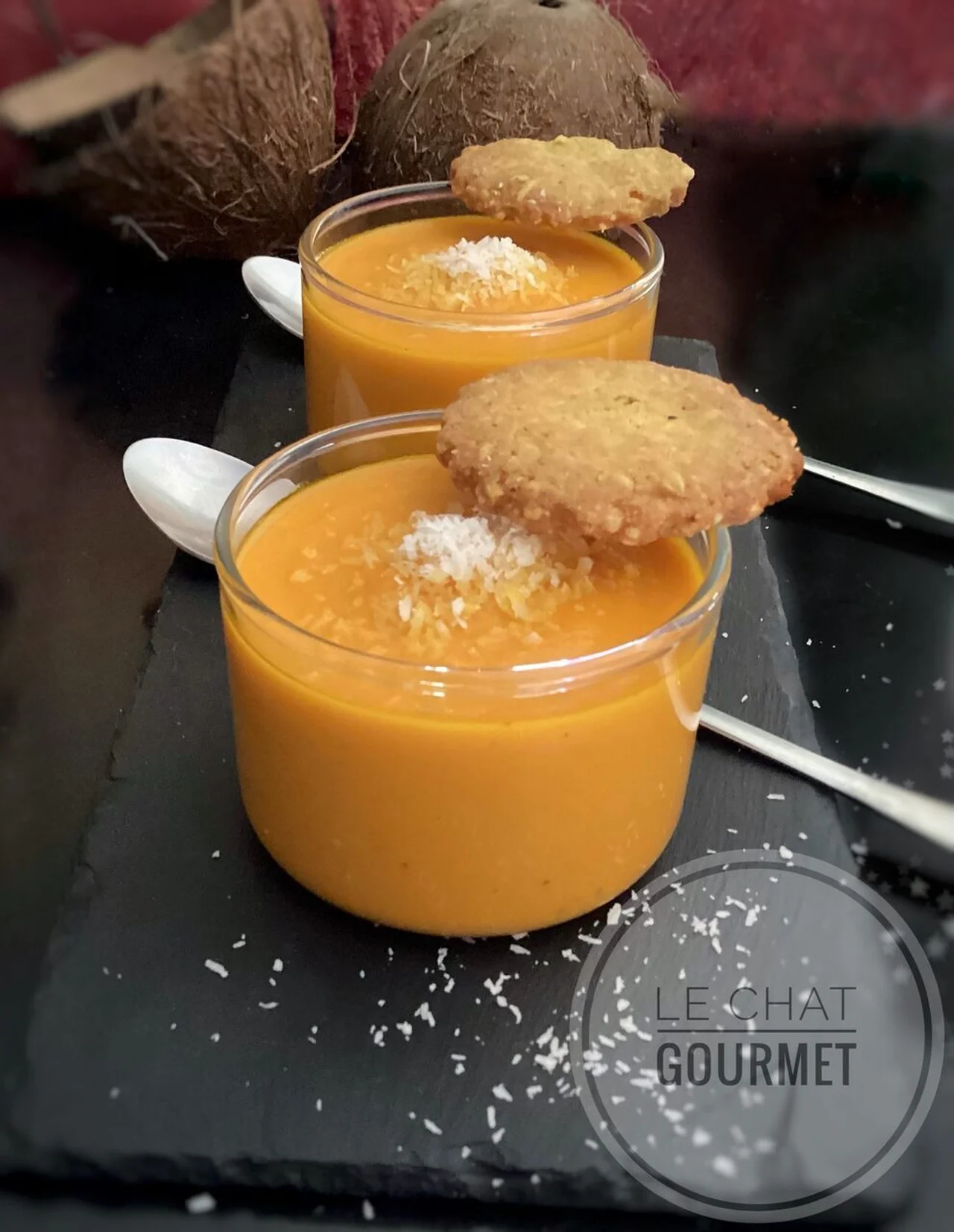 Verrines de velouté de carottes au lait de coco