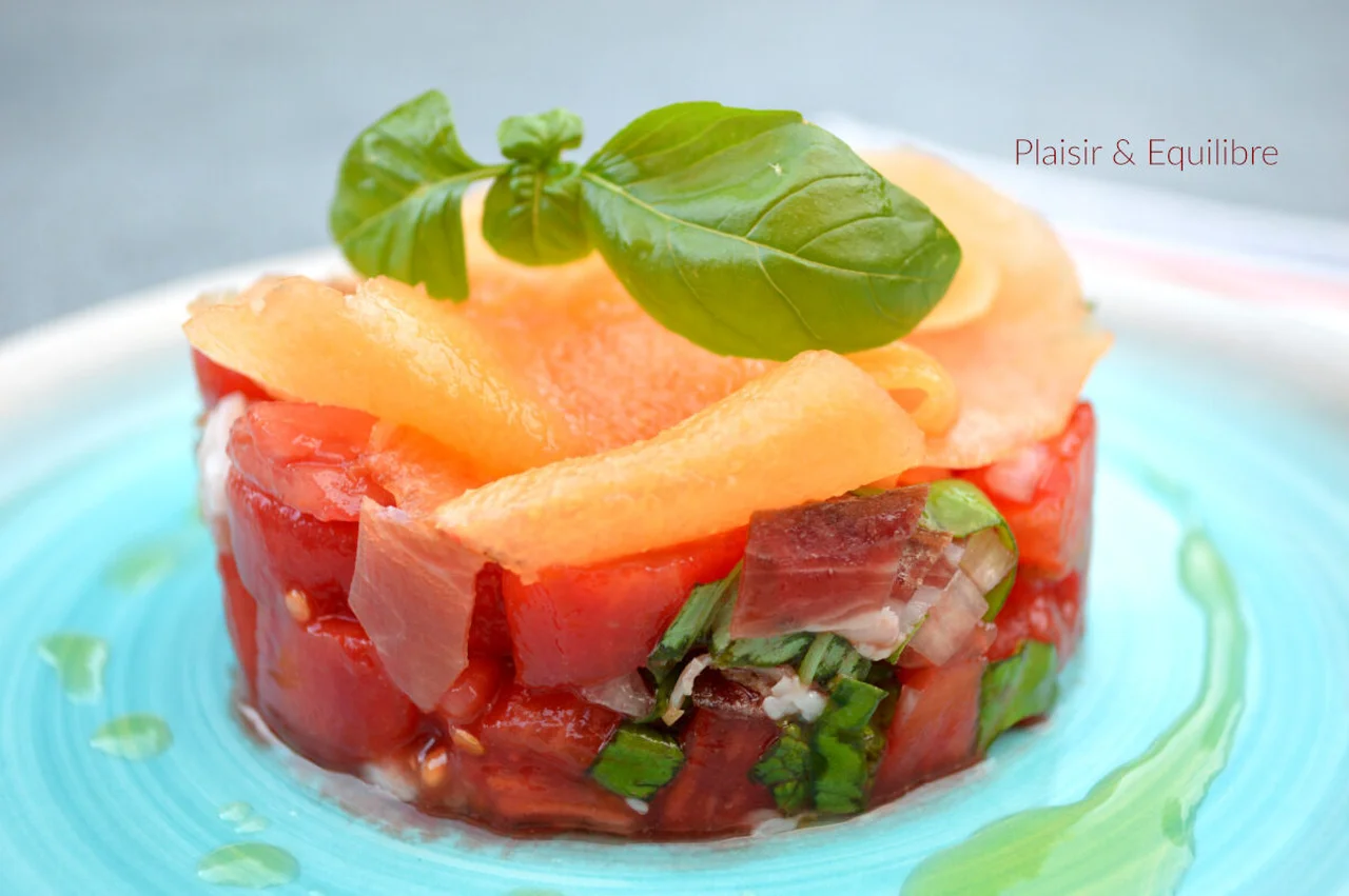 Tartare de tomates et melon