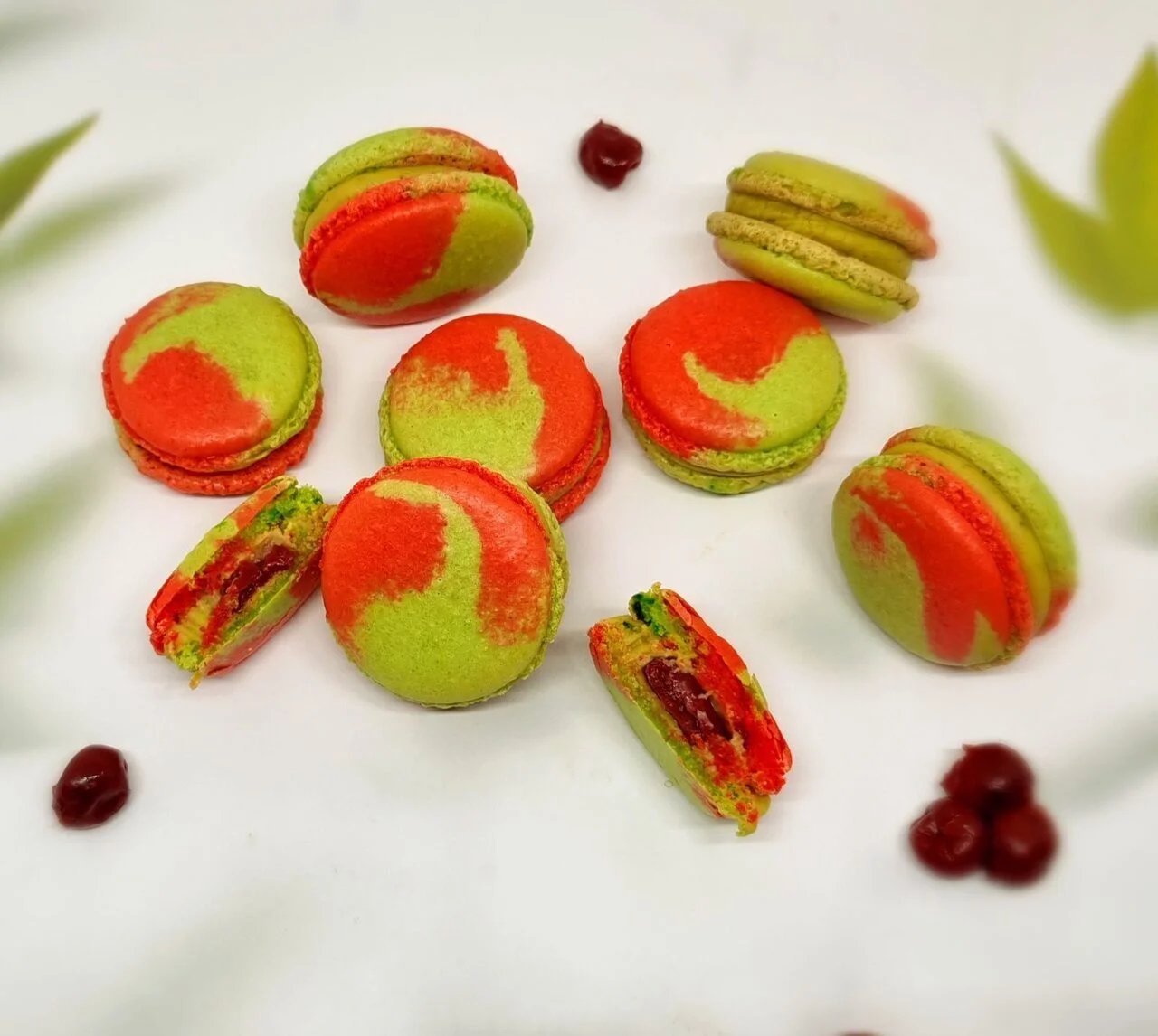 Macarons pistache cerise