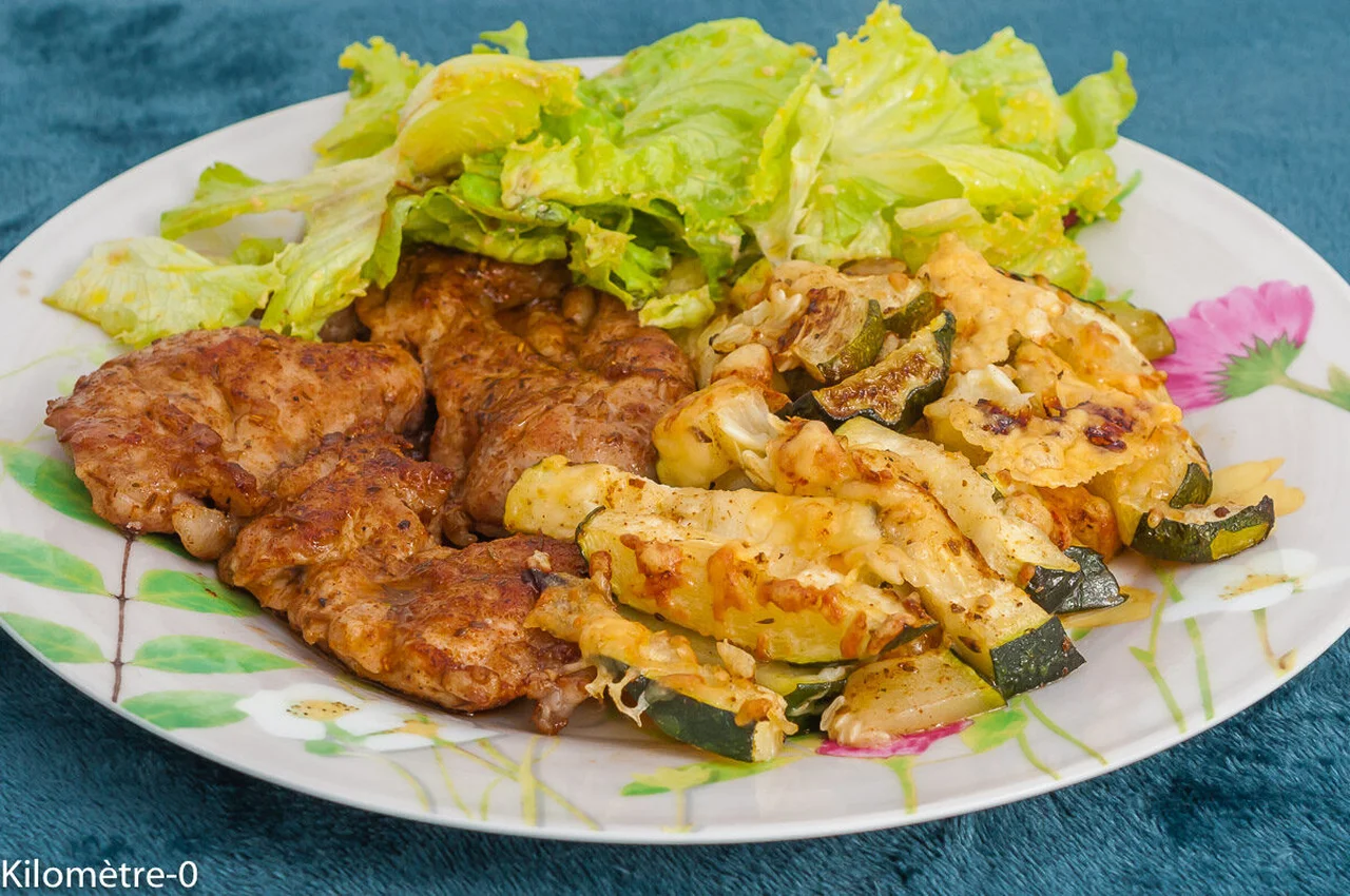 Grillades de porc aux frites de courgettes