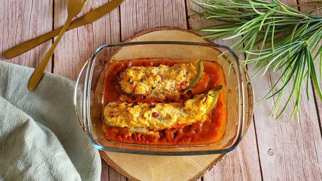 Poivrons farcis au riz et fromage feta