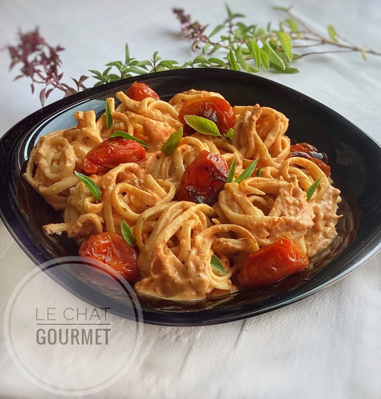 Linguine crémeuses aux tomates cerises