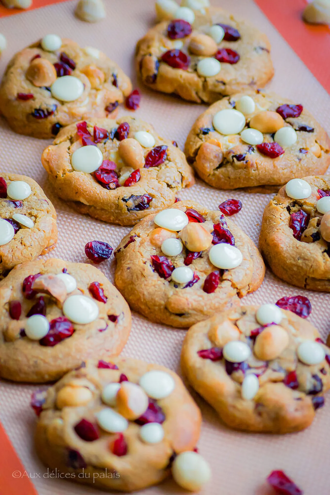 Cookies chewy chocolat blanc cranberries