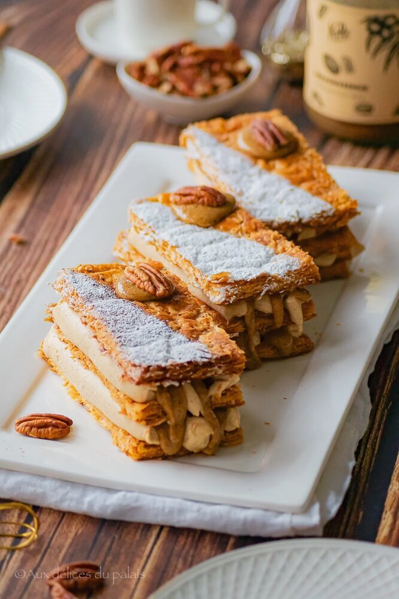 Millefeuille praliné aux noix de pécan