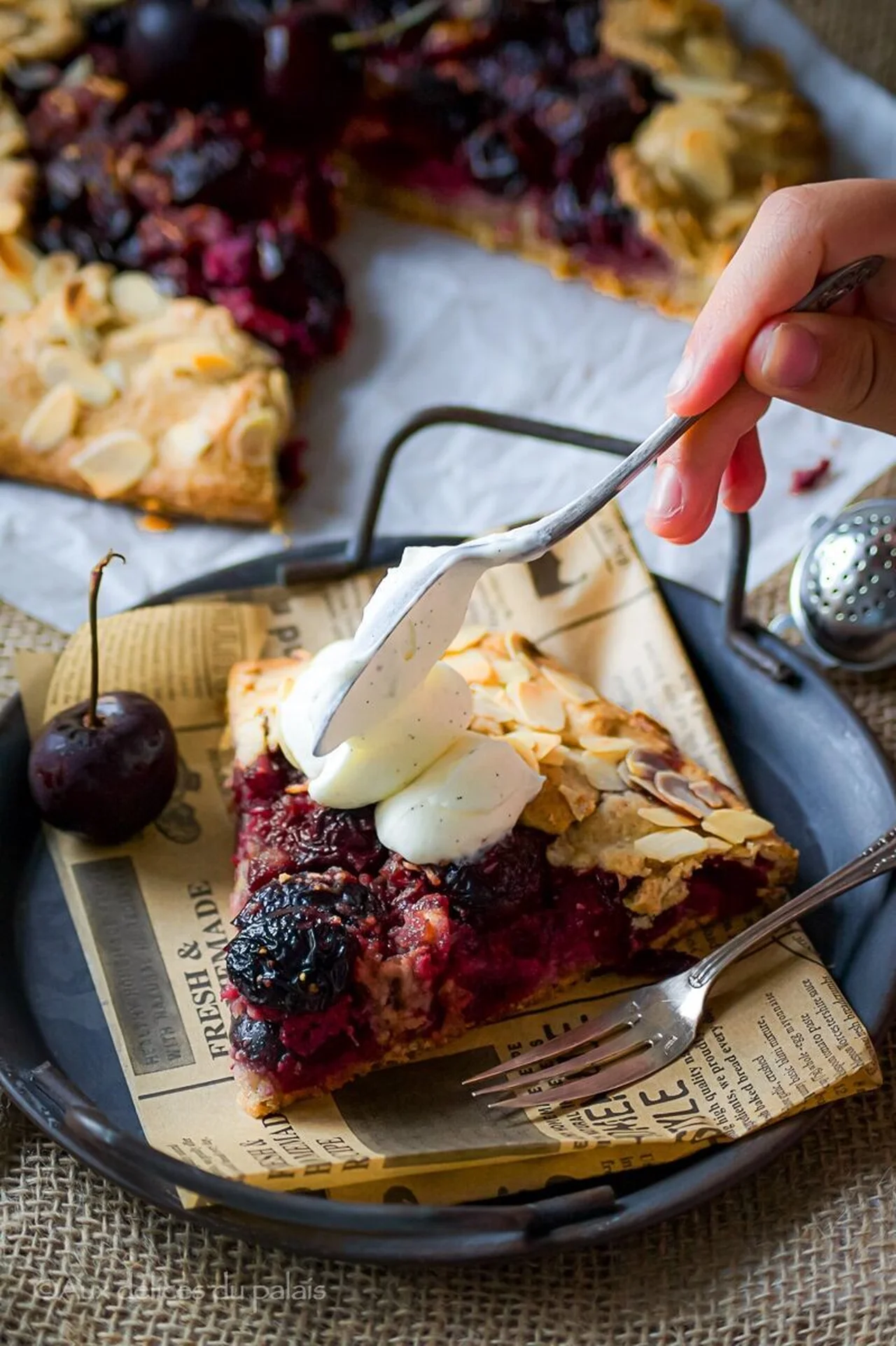 Tarte aux cerises rustique