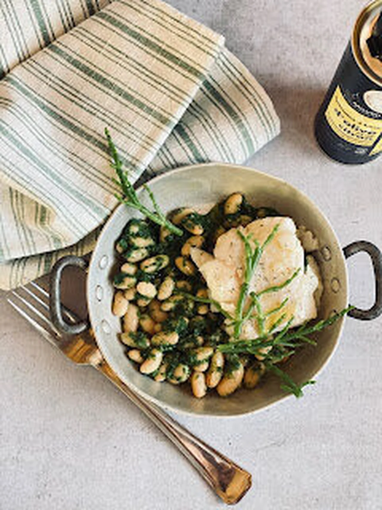 Dos de cabillaud, haricots verts