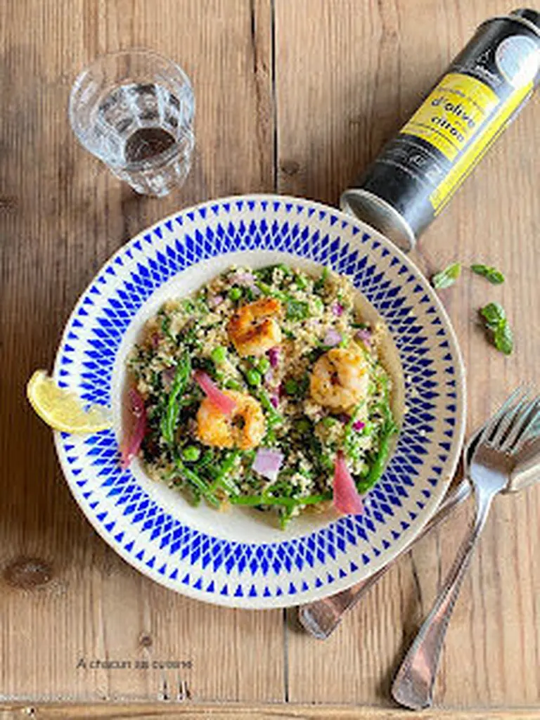 Taboulé aux salicornes et crevettes