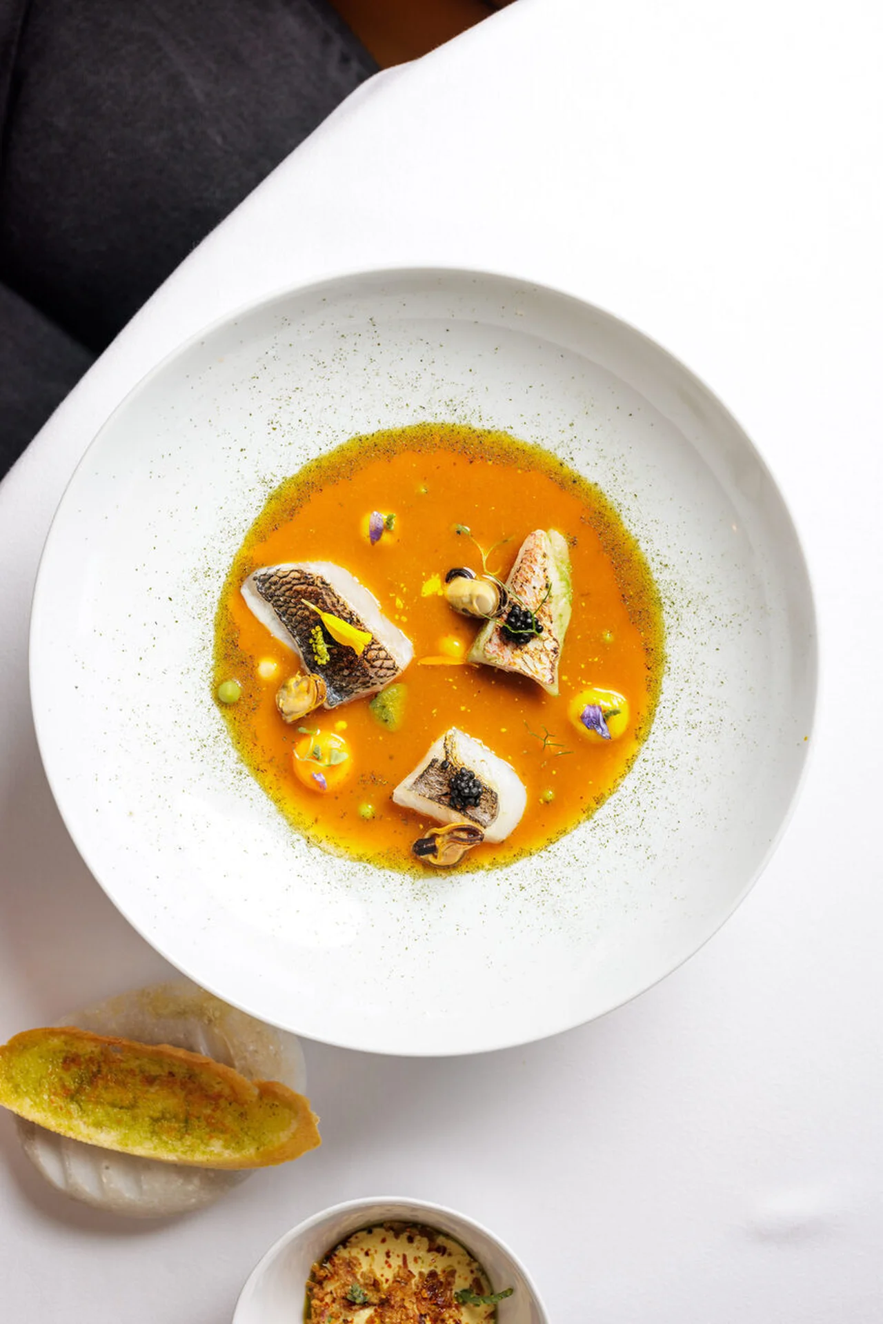 Prémice d'une bouillabaisse, rouille en émulsion et salicorne