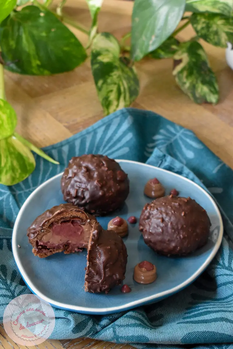 Choux gourmands cerise et chocolat