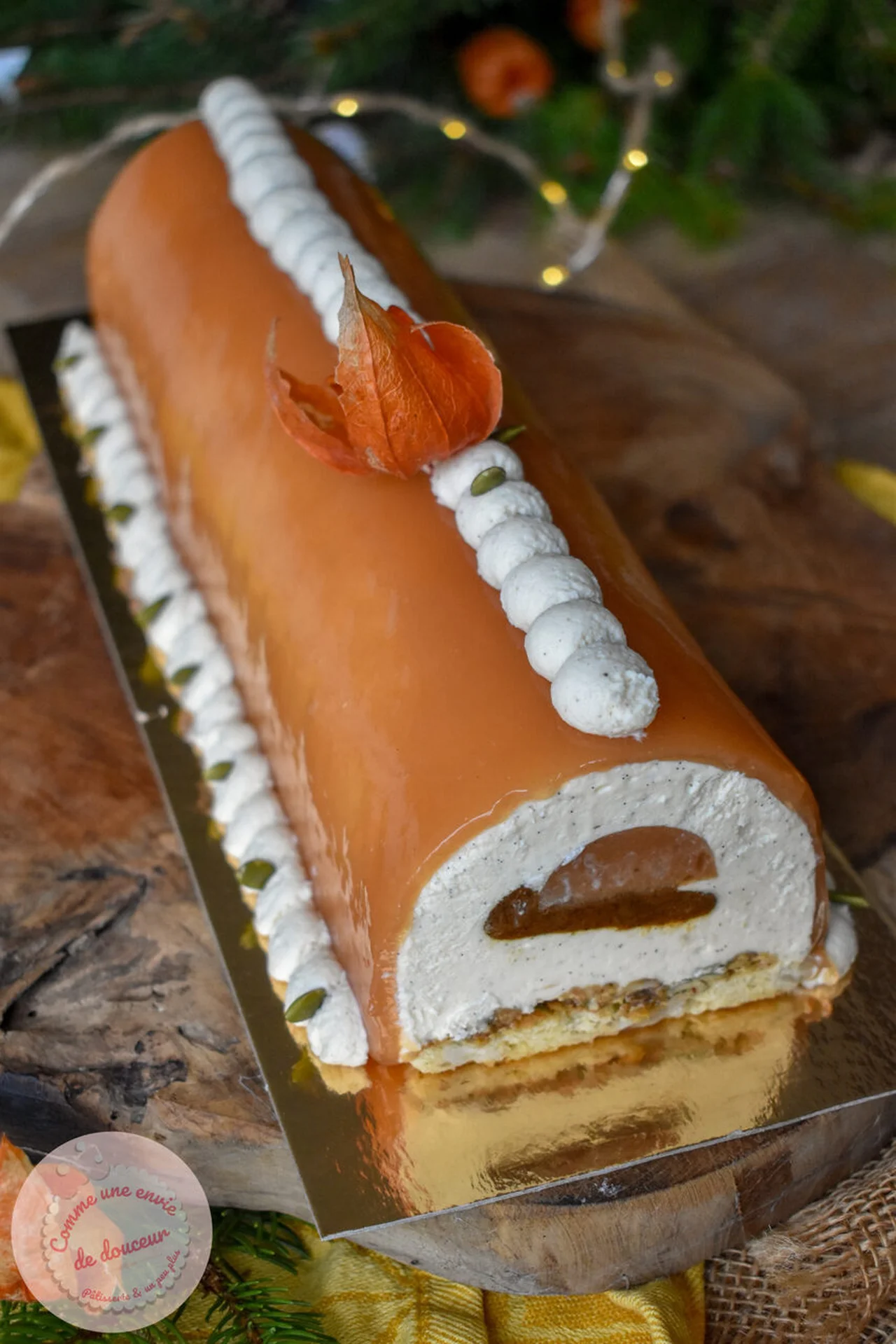 Bûche automnale poire, coing et vanille