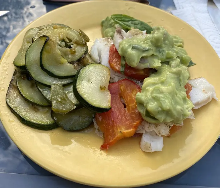 Cabillaud, courgettes et guacamole revisité