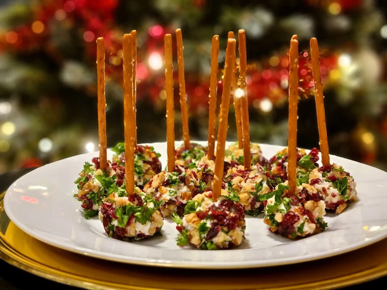Bouchées apéritives fromage, cranberries et noix